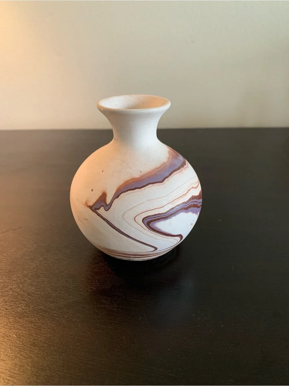 Nemadji Pottery Vase Brown Swirls Native American Indian River Handmade in USA